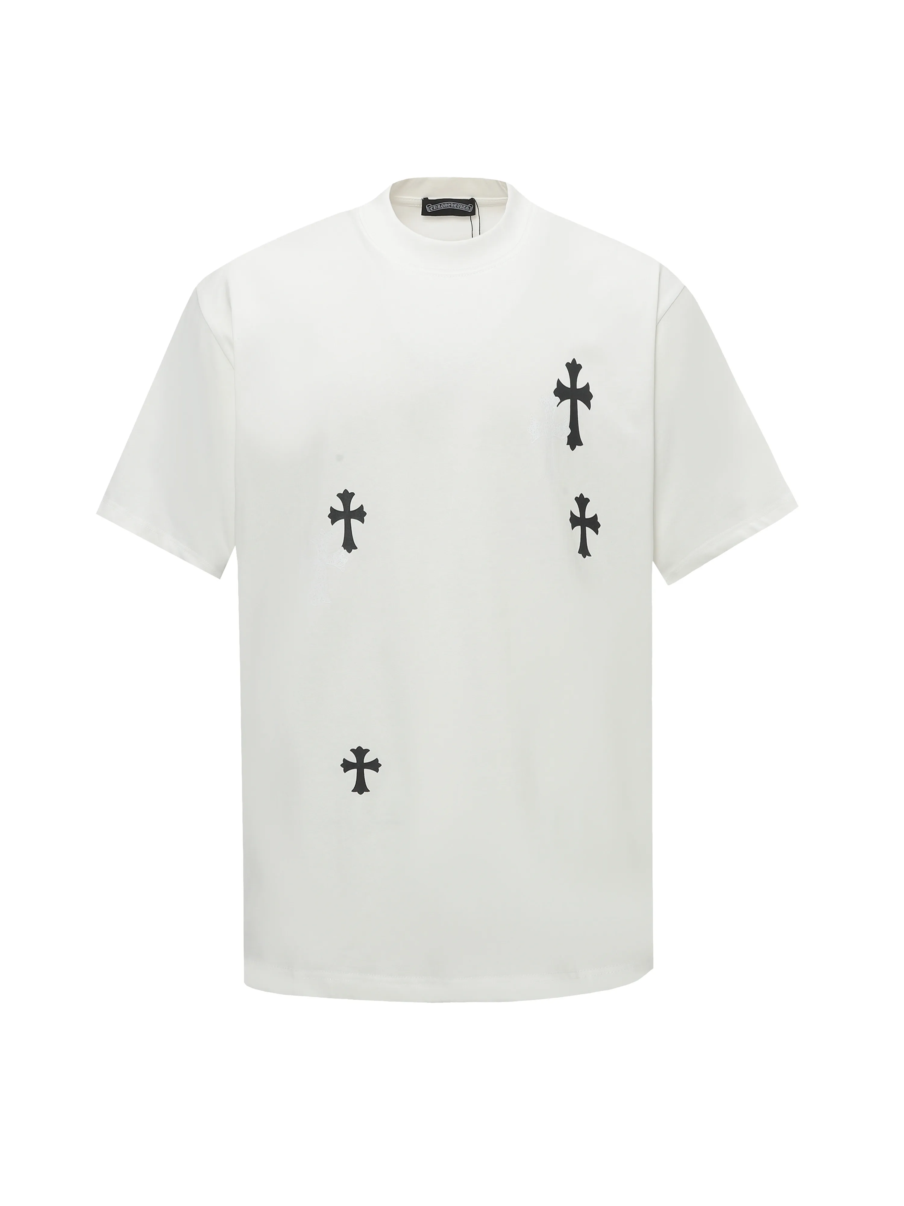 🅿️170 Chrome Hearts/Chrome Hearts 25ss cross printed short-sleeved T-shirt. Fabric 280g double yarn, 1*1 double yarn thread, soft and comfortable to the touch, no deformation, os dropped shoulders and loose version, same style for men and women. The loose version covers the flesh and looks slim but not attractive. Color: black/white Size: XS-L